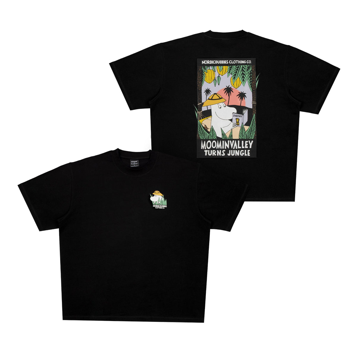 Moomin Jungle Heavy Unisex T-shirt - Black
