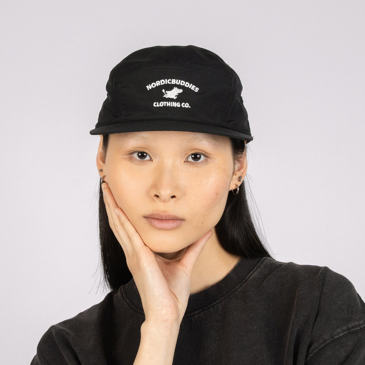 Moomintroll Adventure Nylon 5-panel Cap - Black